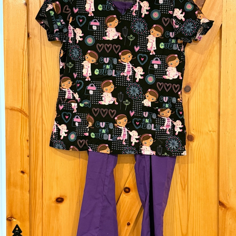Disney doc mcstuffins Black and Purple scrubs Set